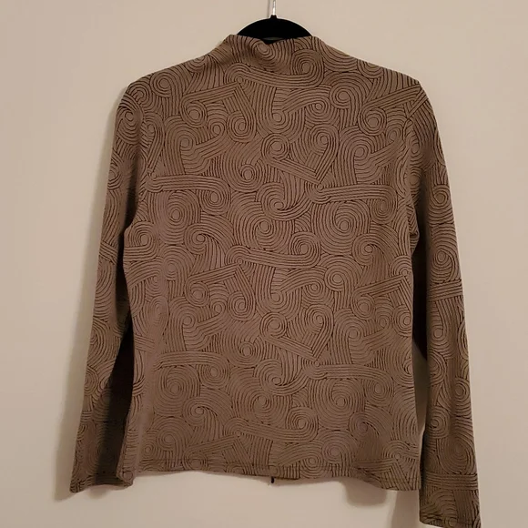 Ravel Olive/Beige Mock Neck Lightweight Asian Inspired Jacket - Picture 4 of 4